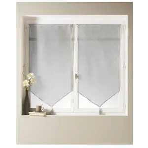 Paire de voilage à parement haut en macramé "coeur" (45x120cm - Gris c... pas cher