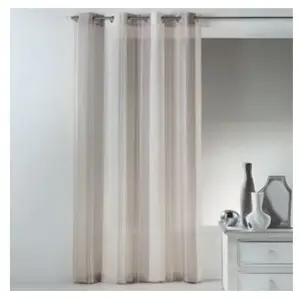 HomeMaison Voilage en étamine fantaisie avec rayures verticales Taupe 140x260 cm pas cher