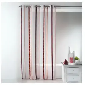 HomeMaison Voilage fantaisie en organza à rayures verticales Bordeaux 140x260 cm pas cher