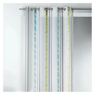 HomeMaison Voilage fantaisie en organza à rayures verticales (140x260 cm - Bleu) pas cher