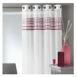 Home Maison Voilage étamine parement tissé dans le haut (140x260 cm - Vieux rose) pas cher