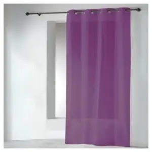 HOME MAISON Voilages en Etamine Unie à Oeillets Prune 140x240 cm