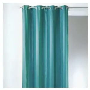 HomeMaison Rideau en Jacquard à Rayures 'Chenille' Verticales Bleu Canard 135x260 cm pas cher