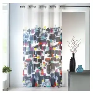 Home Maison Voilage en Etamine Légère Imprimée - Effet 'Tableau' Rouge 140x240 cm pas cher