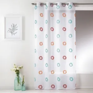HomeMaison Voilage en Etamine Légère à Imprimés "Cercle" (150x240 cm - Turquoise) pas cher