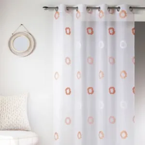 HomeMaison Voilage en Etamine Légère à Imprimés 'Cercle' Orange corail 150x240 cm pas cher