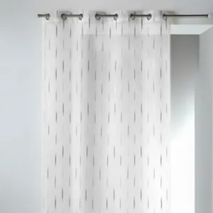 HomeMaison Voilage en Etamine Jacquard "Traits Fins" (140x260 cm - Gris clair) pas cher