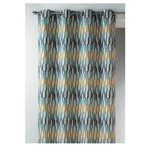 Home maison Rideau en Jacquard à Imprimés Ethniques Bleu Canard 140 x 260 cm pas cher
