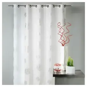 HomeMaison Rideau d'ameublement imprimés motifs Argent (140x260 cm - Blanc)