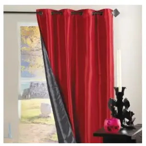 HomeMaison Rideau Ameublement Réversible en Taffetas (140x260 cm - Rouge Orangé) pas cher