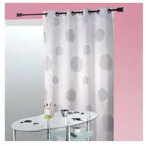 HomeMaison Rideau Blanc en Shantung Brodé 'Ronds Mêlés' (140x260 cm - Blanc)Vendu paramazon