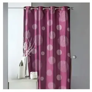HomeMaison.com Rideau ameublement en Taffetas imprimé Argent (140x260 cm - Prune) pas cher