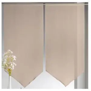 Home Maison Paire de petits voilages Etamine bas en pointe (60x130cm - Beige) pas cher