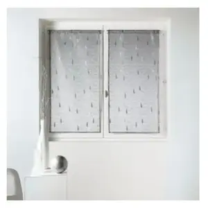 Paire de vitrage Organza et Jacquard à motifs gouttes Gris 80 x 160cm pas cher