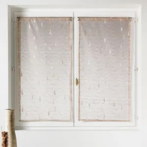 Home Maison Paire de petits voilages Organza et Jacquard à motifs gouttes Ivoire 80x160 cm pas cher
