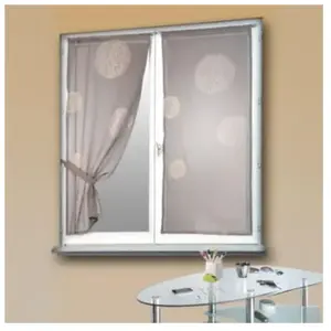 Home Maison Petit Voilage Taupe Brodé 'Ronds Mêlés' (45x130 cm - Taupe) pas cher