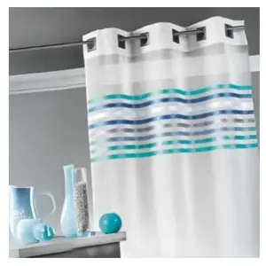 HomeMaison Voilage étamine parement tissé dans le haut (140x260 cm - Bleu) pas cher