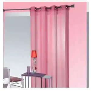 Home Maison Voilage en Etamine Légère Unie à Oeillets Carrés (140x240 cm - Rose) pas cher