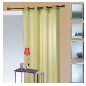Home Maison Voilage en Etamine Légère Unie à Oeillets Carrés Vert clair 140x240 cm pas cher