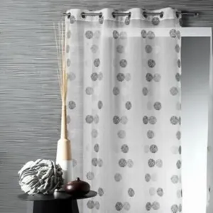 Homemaison Voilage fantaisie brodé ronds multicouleurs (140x240 cm - Noir) pas cher