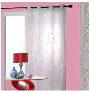 HomeMaison.com Voilage tissé et brodé en zig zag (140x240 cm - Rose Blush) pas cher