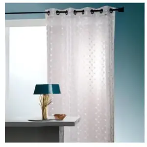 HomeMaison.com Voilage organza jacquard brodé petit pois (130x240cm - Blanc) pas cher