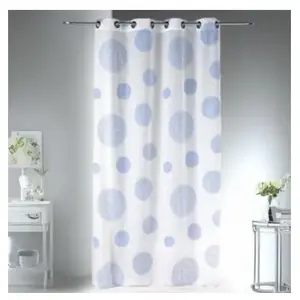 Home Maison Voilage en Etamine Impression Argent (140x240 cm - Bleu)