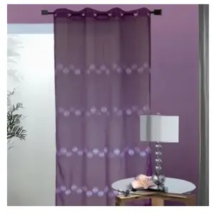 HomeMaison HM69807367 Voilage en Étamine Brodé Pleine Lune Prune pas cher