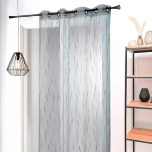 HomeMaison Voilage en Organza Gris Brodé Motif Brindilles Gris clair 140x240 cm pas cher
