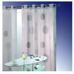 HomeMaison Voilage en Etamine Brodé de Ronds Mélés (140x240 cm - Gris clair) pas cher