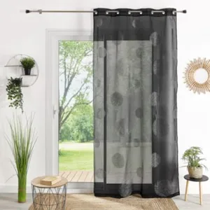 HomeMaison Voilage en Etamine Brodé de Ronds Mélés (140x240 cm - Noir) pas cher