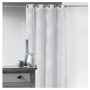 Home Maison Voilage en Etamine Brodé ronds fils lurex brillants Blanc 140x240 cm pas cher