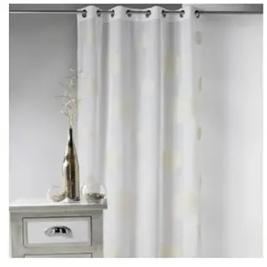Home Maison Voilage en Etamine Brodé ronds fils lurex brillants Doré 140x240 cm pas cher