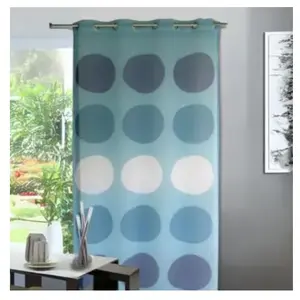 Home Maison Voilage étamine avec des "Gros Pois" (135x240 cm - Bleu azur) pas cher