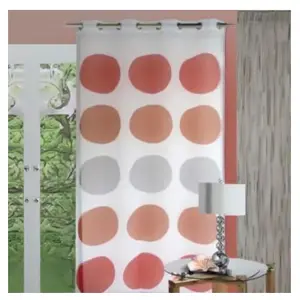Home Maison Voilage étamine avec des "Gros Pois" (135x240 cm - Rouge Orangé) pas cher