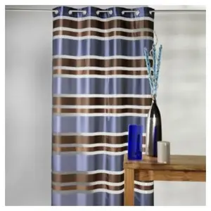 Home Maison Voilage en Organza rayures horizontales (140x240 cm - Bleu) pas cher