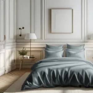 3S. x Tertio (Nos Unis) Housse de couette percale de coton - Gris pas cher