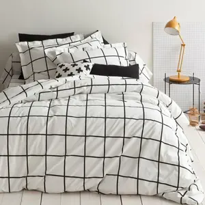 3S. x Collection (Nos Imprimés) Housse de couette coton PIASTRELLA - Noir/Blanc pas cher