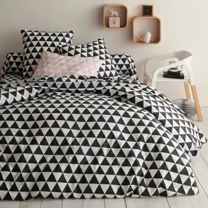 3S. x Collection (Nos Imprimés) Housse de couette coton LORENZ - Noir/Blanc pas cher