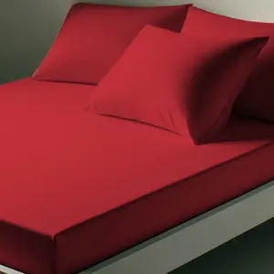Drap housse coton TERTIO® - Rouge Carmin pas cher