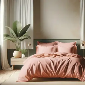 Housse de couette Coton Tertio® - Rose blush pas cher
