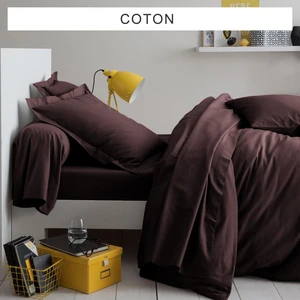 Drap-housse coton TERTIO® - marron pas cher