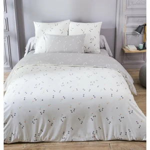 Taie d'oreiller coton PAPILI - Blanc/Gris pas cher