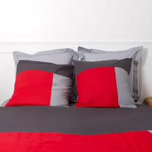 3S. x Collection (Nos Imprimés) Housse de couette coton TRIO - Rouge pas cher