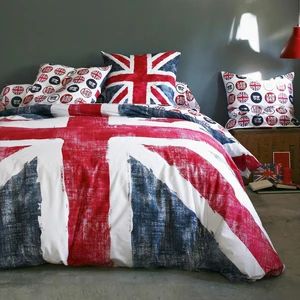 3S. x Collection (Nos Imprimés) Housse de couette coton OLD FLAG - Bleu pas cher