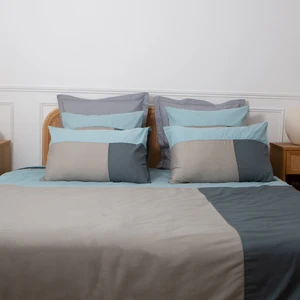 3S. x Collection (Nos Imprimés) Housse de couette coton TRIO - Bleu pas cher