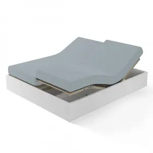 Drap-housse uni spécial sommier articulé pur coton Tertio® - Gris Perl... pas cher