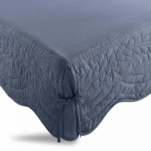 Cache-sommier coton TERTIO® - Bleu Indigo pas cher