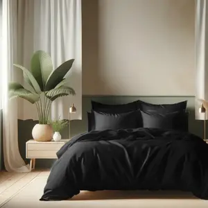 Housse de couette coton TERTIO® - Noir pas cher