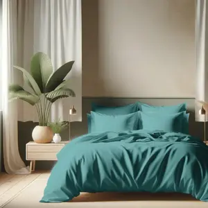 Housse de couette Coton Tertio® - Vert émeraude pas cher